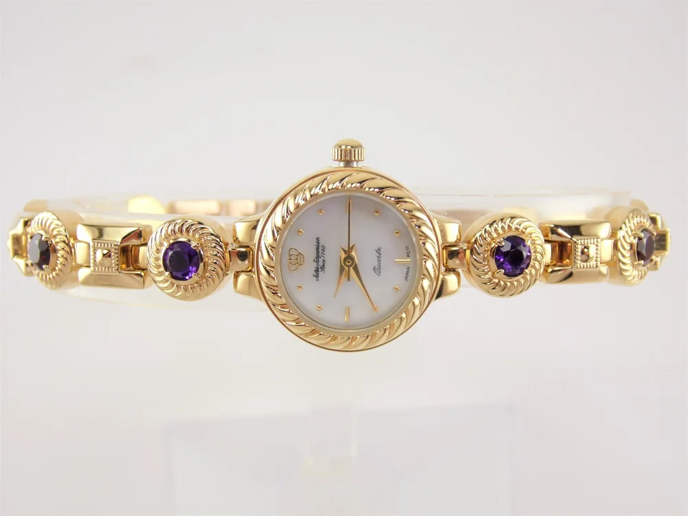 Rare Vintage Womens Ladies Gold Jules Jurgensen MOP Mother